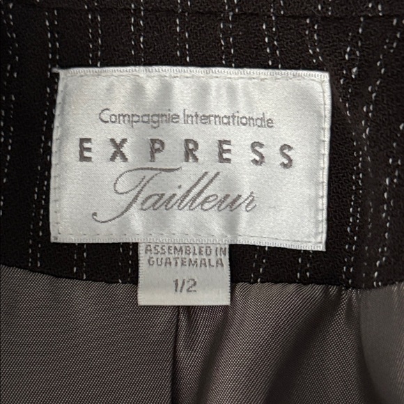 Express Dark Brown Pinstripe Blazer with Red Buttons - Picture 10 of 13